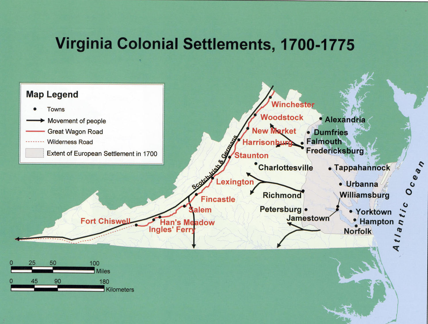 Colonial Settlement 1700 1775 W 